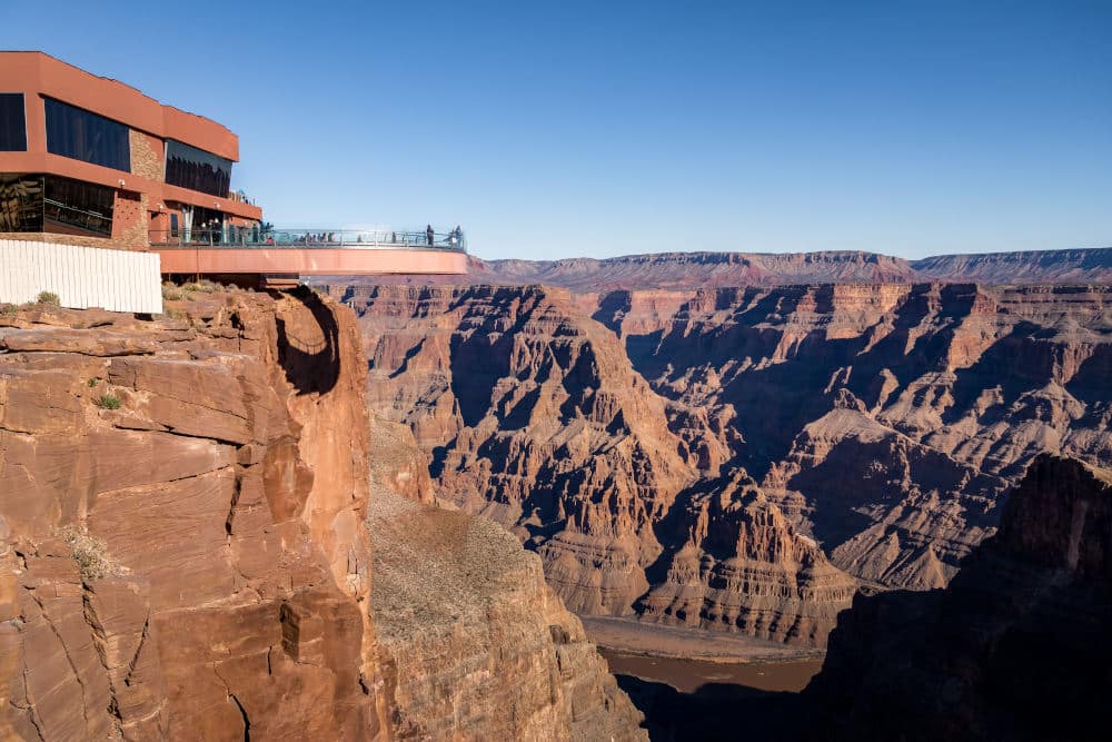 Skywalk glass observation bridge at Grand Canyon West Rim - Arizona, USA